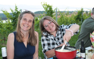Fondue au crépuscule dans le vignoble